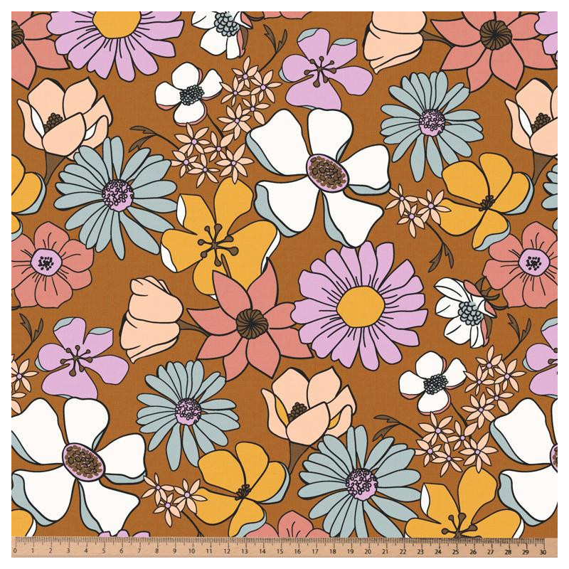 Popelina estampada LYSMEE Toffee / Multicolor vintage